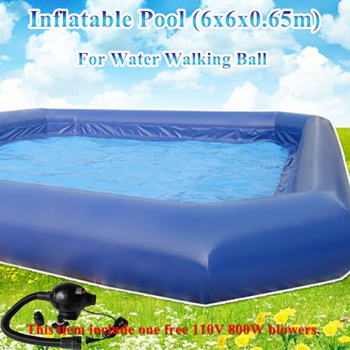 HQHAOTWU Inflatable Family Swimming Pool 6x6x0.65m with Blower Blue
