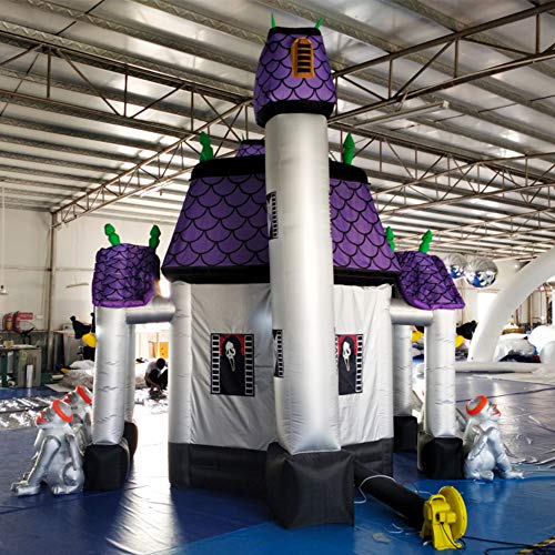 SAYOK 13.12ft Tall Inflatable Halloween Haunted House with Gargoyle and Lights White
