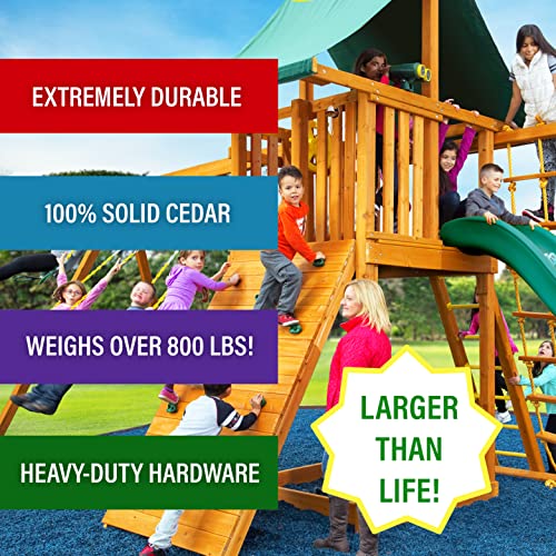 Best in Backyards Ultimate Cedar Wood Swing Set Jungle Gym with Clubhouse and Accessories