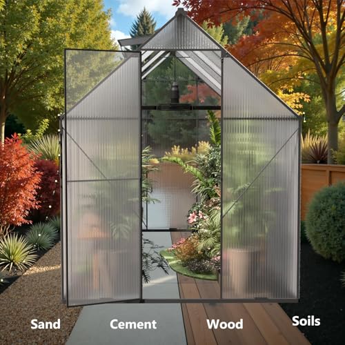 ANTSKU 8x12 FT Heavy Duty Polycarbonate Greenhouse Green