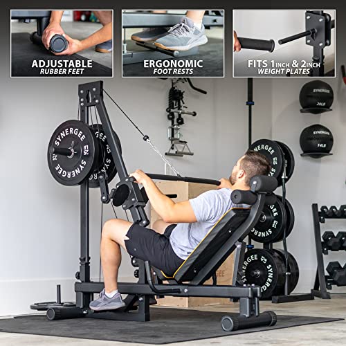 Synergee Leg Press Machine with LAT Pull Down Attachment Black