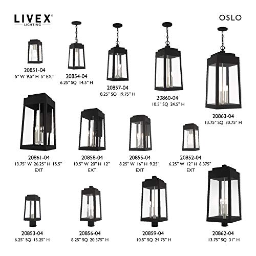 Livex Oslo Four Light Outdoor Wall Lantern Black