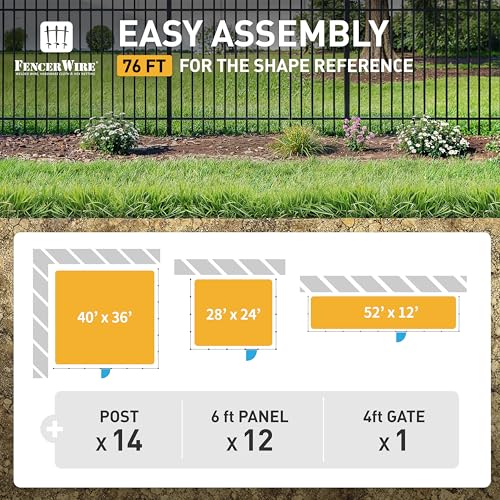 Fencer Wire 76FT Heavy Duty Flat Top Fence Barrier Kit Black
