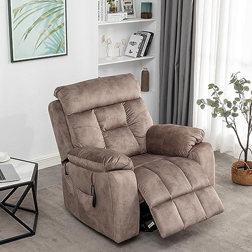 FANYE Electric Power Lift Recliner Chair with Massage and Heat Light Brown