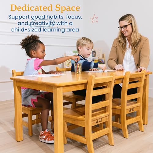 ECR4Kids Rectangular Hardwood Table & Chairs Set Honey