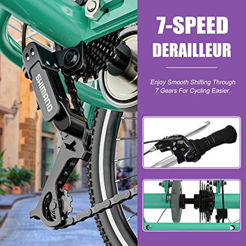 DoCred Adult Folding Tricycle 7-Speed Green