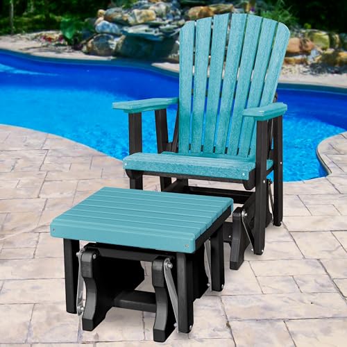 American Furniture Classics Chair and Gliding Glider Ottoman Combo Aruba Blue and Black