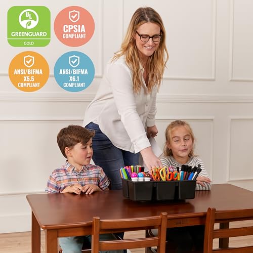 ECR4Kids Rectangular Hardwood Table and Chair Set Dark Walnut