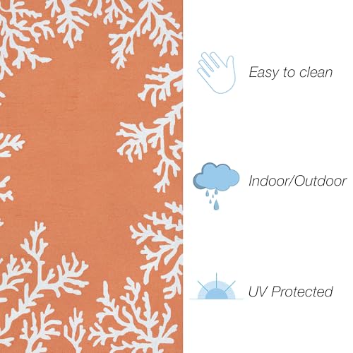Liora Manne CAPRI Indoor/Outdoor Handmade Area Rug - Coastal Beach Accent Coral Border Orange 8'3" x 11'6