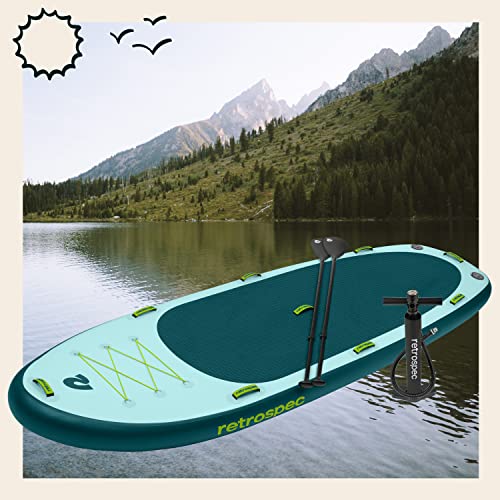Retrospec Weekender-Crew 16 Extra Wide Inflatable Stand Up Multi Person Paddleboard ArmorStrength PVC iSUP Bundle Aruba Riptide