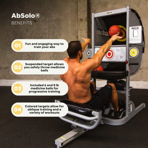 Ab Coaster Ab Solo Abdominal Exercise Machine with Patented Ball Return Design, Touch Targets, Repetition Counter, Training Balls Included Black