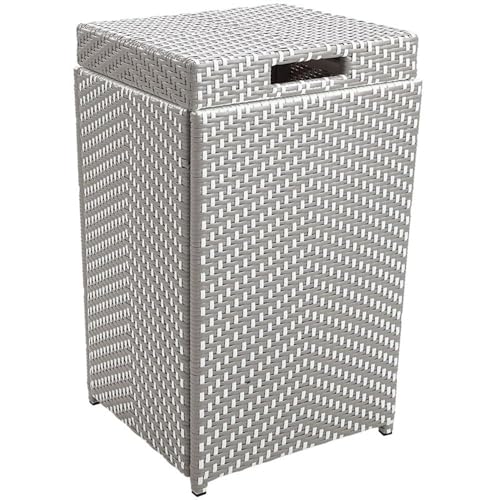 Furniture of America Azur Outdoor Aluminum/Wicker Loveseat, Storage Bench & Trash Can 3PC Set Grey