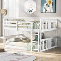 Harper & Bright Designs Full Over Full Low Bunk Bed with Ladder White