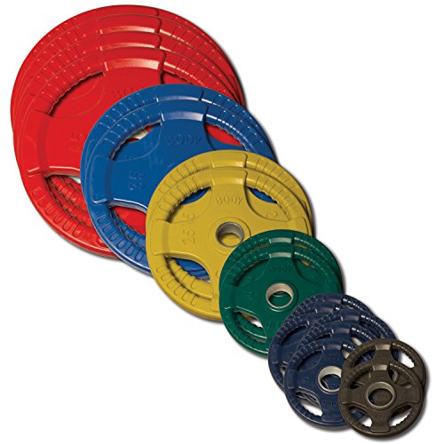 Body-Solid Quad Grip Design Rubber Plate - Olympic Weight Plates Set Multi