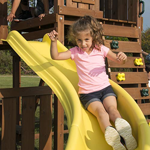 Swing-N-Slide Castlebrook Swing Set with Slides & Climbing Wall Wood