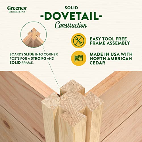 Greenes Fence Premium Cedar Raised Garden Bed with CritterGuard Fence System 8' x 8' x 16.5" Brown