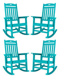 YEFU Outdoor Rocking Chair Set of 4 Poly Lumber High Back Aruba Blue