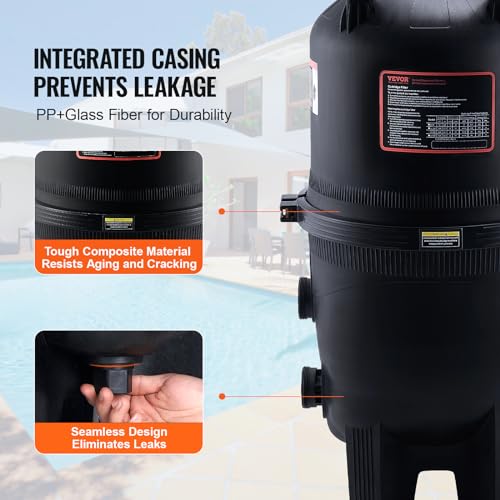 VEVOR PRO Cartridge Pool Filter Tank 320-325 Sq.Ft Upgraded Version with 4 Filters