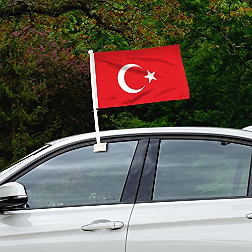 BANNER BUZZ MAKE IT VISIBLE Turkey Car Flag Window Clip 18” X 12” White - Pack of 100