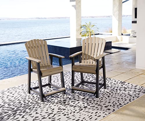 Signature Design by Ashley Outdoor Fairen Trail HDPE Patio Barstool, 2 Count Brown
