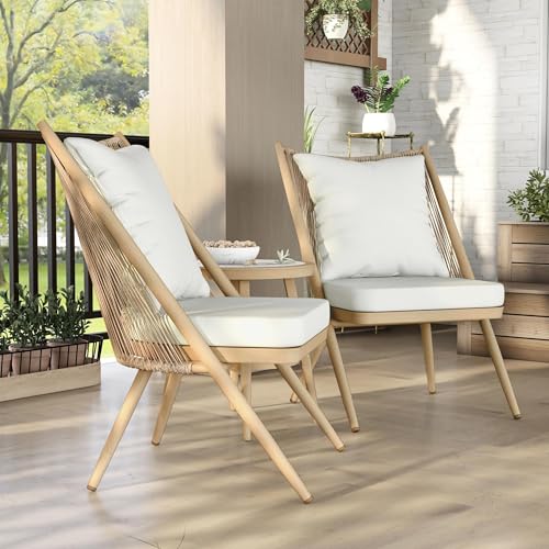 Furniture of America Chauncy Aluminum 3-Piece Outdoor Bistro Set Natural Tone