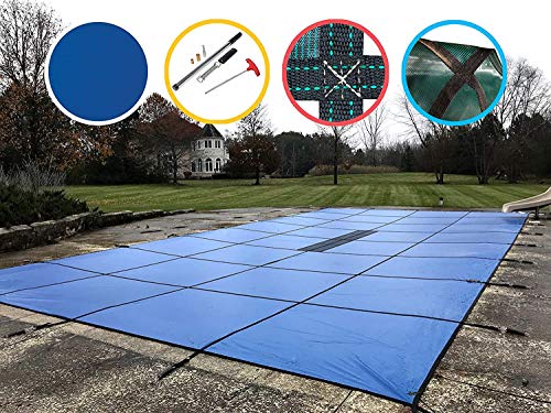 WaterWarden Pool Safety Cover 20'x40' Solid Blue With Drain Panel