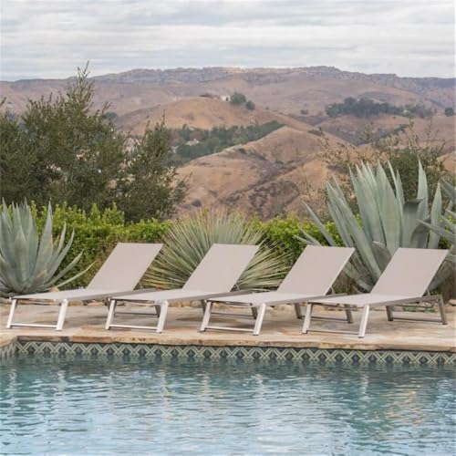 Afuera Living Outdoor Aluminum Chaise Lounge Set of 4 Gray