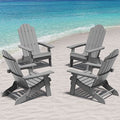 MXIMU Folding Adirondack Chair Set of 4 Plastic Outdoor Chairs Grey