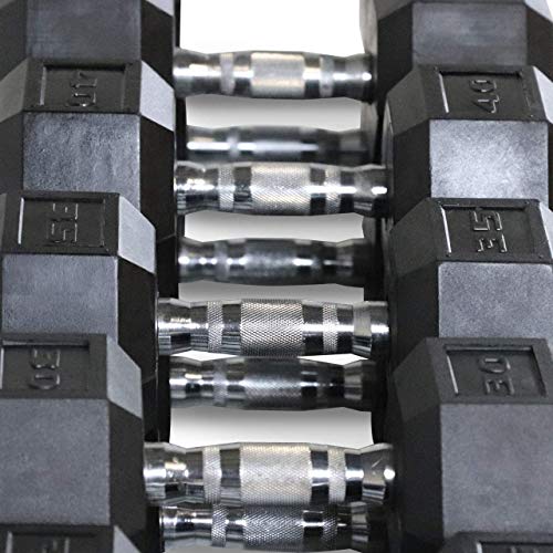 WF Athletic Supply Rubber Coated Hex Dumbbell Set - 5-50LB Dumbbells Only