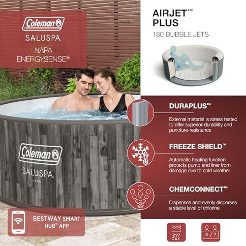 Coleman Napa AirJet Inflatable Hot Tub Spa 5-7 Person Brown