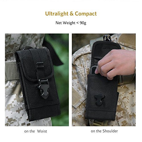 OneTigris MOLLE Phone Pouch for 4.7" - 5.5" Phones Black - 1000D Nylon
