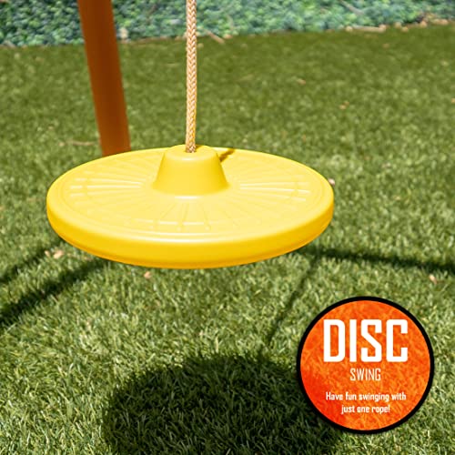 Jungle Warrior Jaguar Metal Swing Set with Slide & Gymnastic Rings Orange/Green/Grey