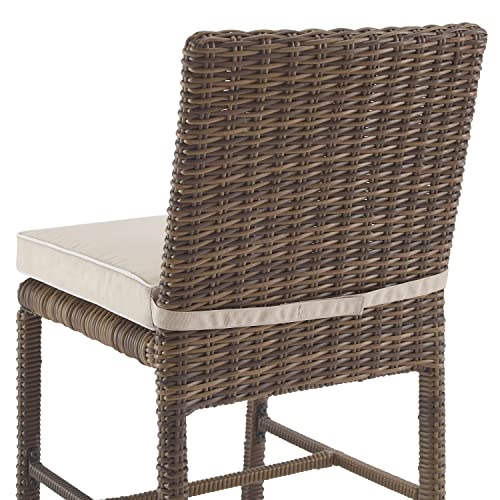 Crosley Furniture Bradenton 7-Piece Outdoor Dining Set Weathered Brown with Sand Cushions