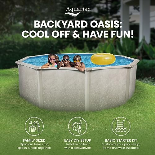 Aquarian Phoenix Round Steel Frame Above Ground Swimming Pool Gray