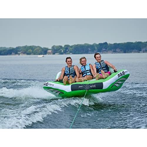 RAVE Sports 3 Person Inflatable Nylon Wake Hawk Towable Boating Water Tube Green