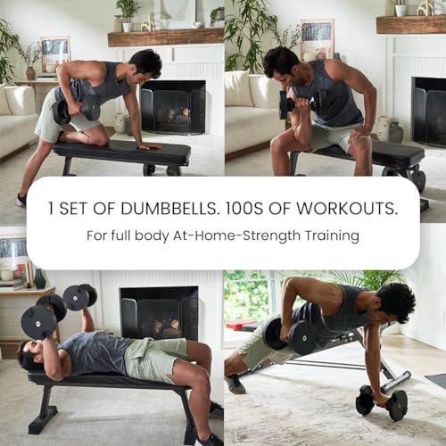FF Finer Form NÜOBELL Adjustable Dumbbell Pair 5-80 lbs Black and Silver