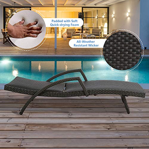 Iwicker Aluminum Outdoor Chaise Lounges Set of 2 Dark Brown