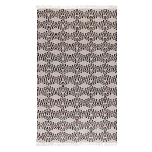 Benzara Handwoven Diamond Indoor Outdoor Area Rug 8x10 Pebble Gray