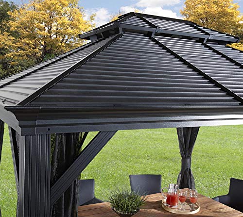 Sojag Outdoor 12' x 16' Mykonos Double Roof Hardtop Gazebo Dark Grey