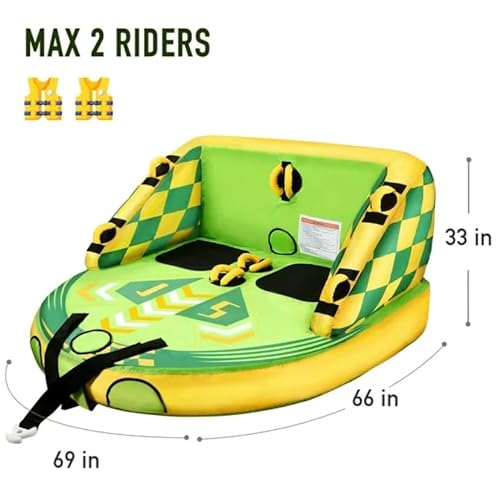 Generic Inflatable Towable Tube for Boating Waterskiing Green