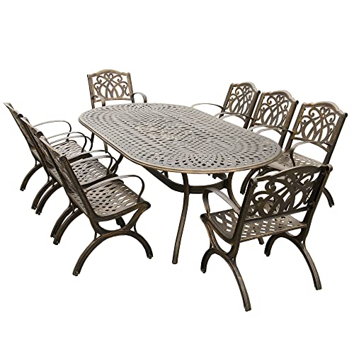 Oakland Living Modern Outdoor Mesh Lattice Aluminum 95-in Bronze Dining Set