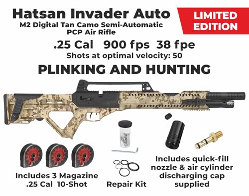 Wearable4U Hatsan Invader Limited Edition .25 Cal Air Rifle Digital Tan Camo Bundle with Pellets and Targets
