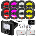Enrock Marine Bluetooth AM/FM Radio with 8x 6.5" Speakers and Amplifier Kit Black