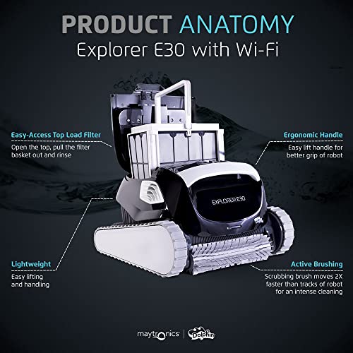 Dolphin Explorer E30 Wi-Fi Robotic Pool Vacuum Cleaner Black