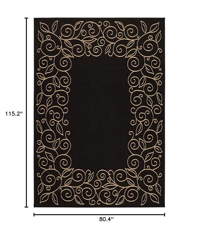 Safavieh Courtyard Collection Area Rug 6'7" x 9'6" Black/Beige