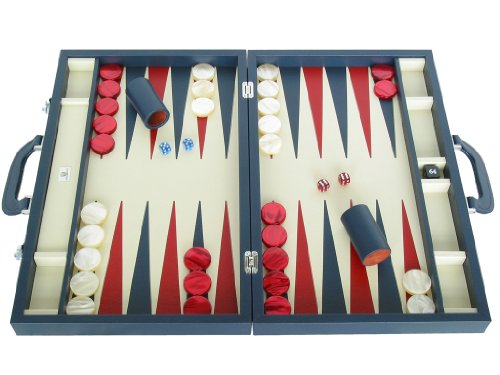 Zaza & Sacci 23-Inch Leather Backgammon Set Large Blue