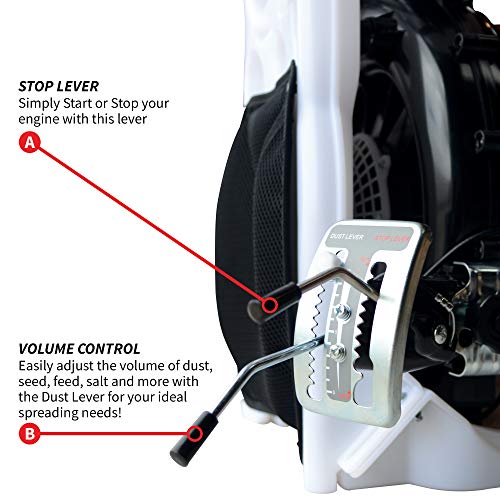 Tomahawk Power 4 Gallon Motorized Backpack Spreader for Granular Fertilizer, Seed, Feed, Salt Ice White