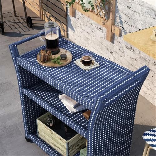 Furniture of America FOA Aluminum 30-Inch Patio Barstools with Bar Cart 5PC Set Blue