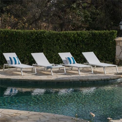 Noble House Myers Outdoor Aluminum Chaise Lounge Set of 4 White
