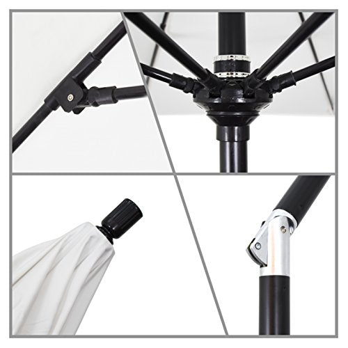 California Umbrella 11' Round Market Umbrella with Crank Lift and Collar Tilt, Black Pole, Black